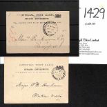 1900-04 Official Post Cards with small royal arms at right, differing fount types for the heading,