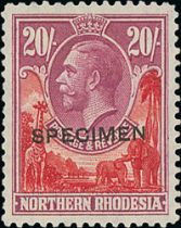 Northern Rhodesia. 1925-29 ½d - 20/- Overprinted "SPECIMEN" (missing the perfined 3/- value), fine