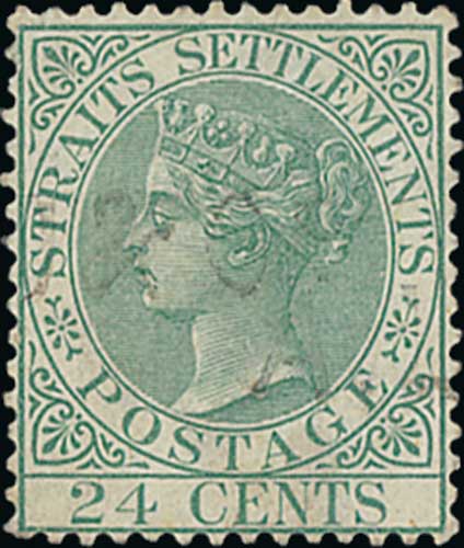 1883-91 24c Blue-green, Crown CA watermark inverted, fine used, scarce. S.G. 68w, £450. Photo on