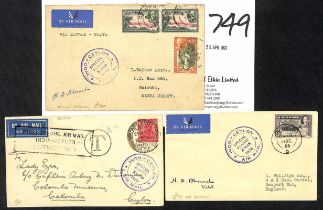 1936 (Dec 22/24) Tata Christmas flights to Ceylon, cover from Calcutta to Lady Ezra in Colombo