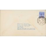 1947 (Mar 15) Cover to USA franked 15c, with double ring skeleton c.d.s showing the error of