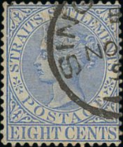 1892-99 8c Ultramarine, watermark inverted, fine used. S.G. 101w, £400. Photo on Page 158.