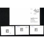 1902-03 KEVII 2c, 5c and 6c Die Proofs in black on white glazed card, each 92x60mm, the 2c