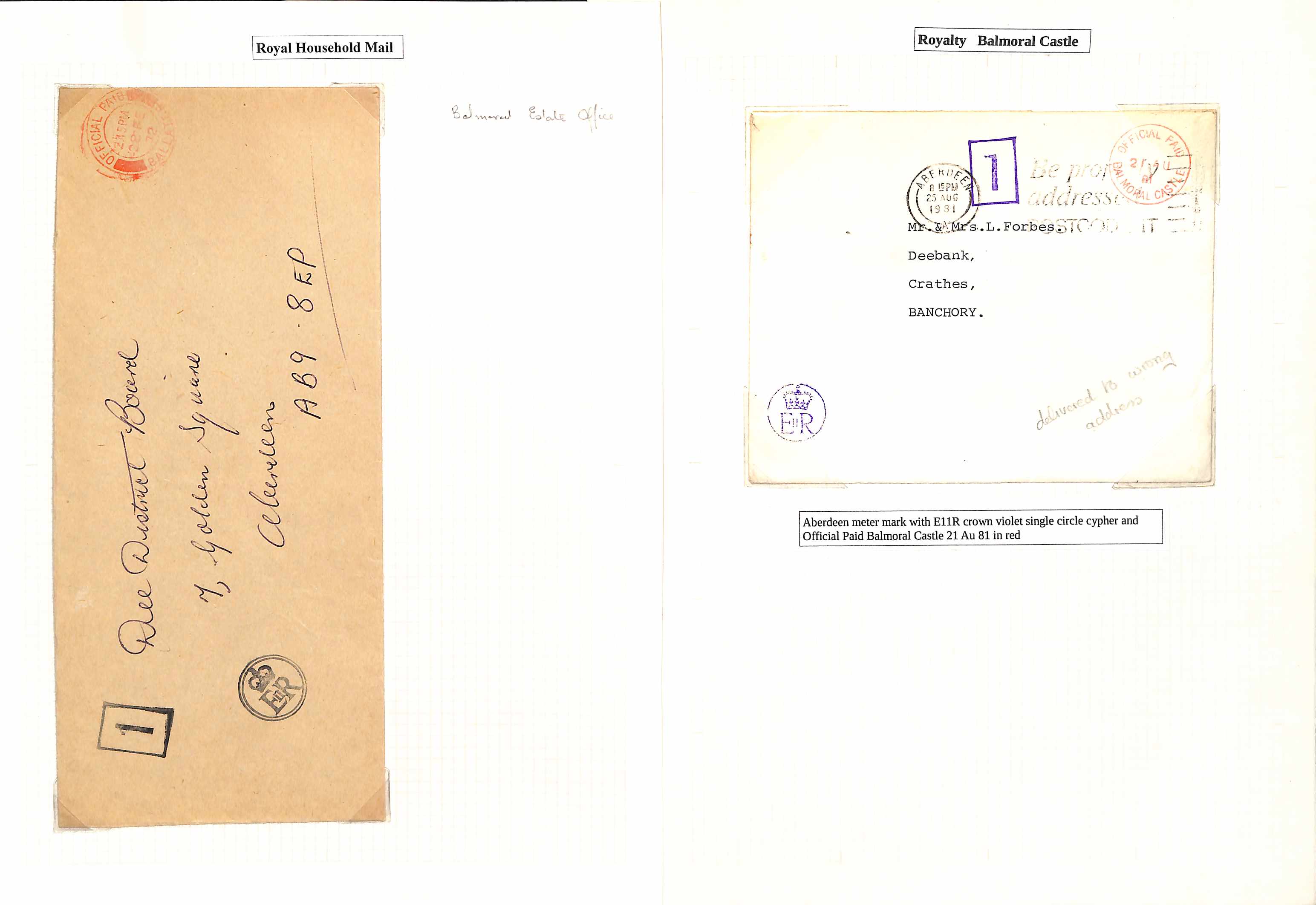 Balmoral Castle. 1894-2002 Covers and cards with circular datestamps of Balmoral Castle (52, some on - Image 5 of 15