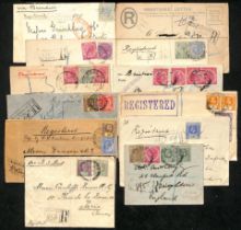 1877-1921 Registered covers all with handstruck registration handstamps including 1877 boxed "REGT