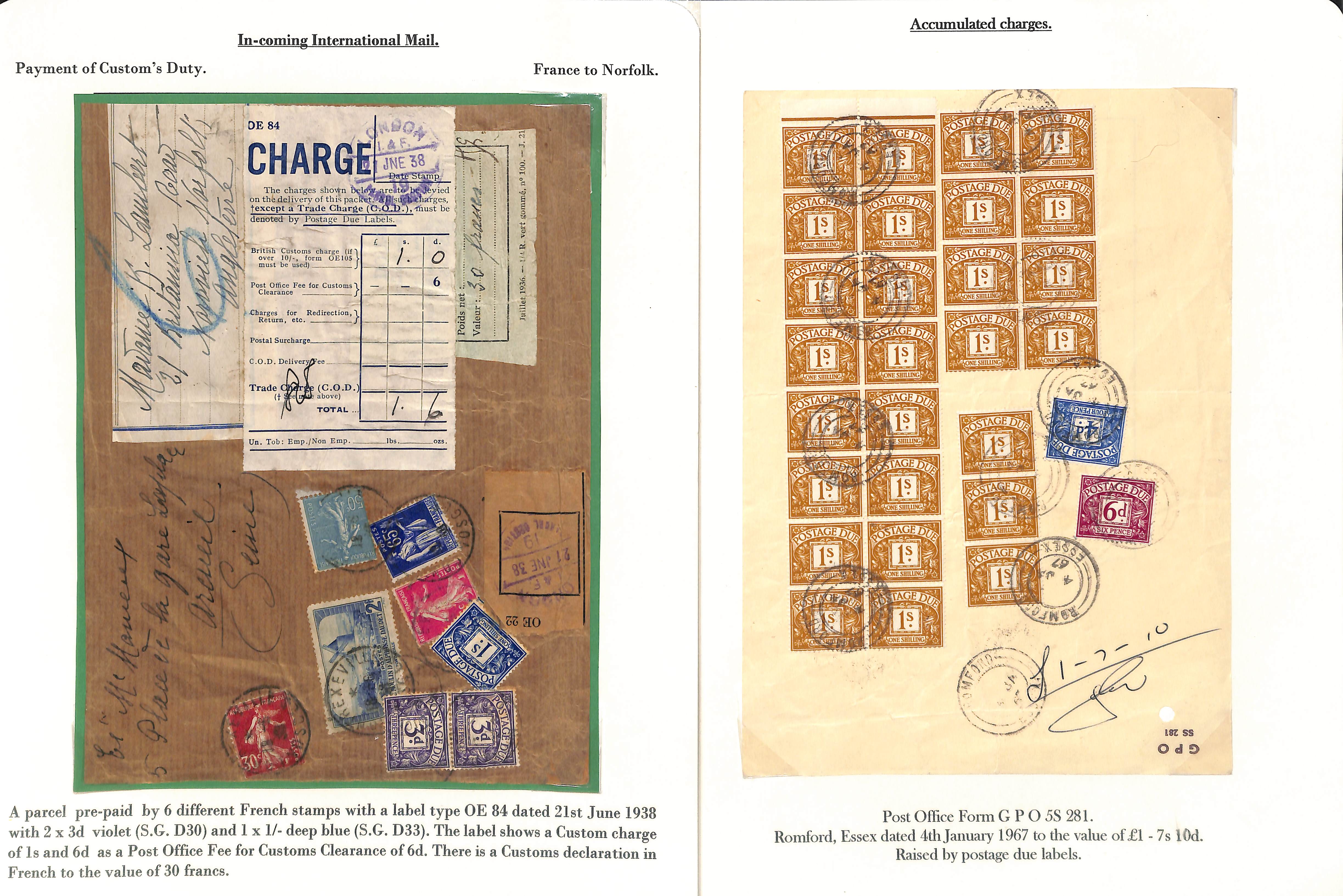 Customs Charges/Accumulated Charges. 1938-92 Covers or parcel address panels with customs duty or - Image 13 of 18