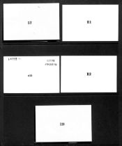 1903-10 KEVII Duty Plate Die Proofs in black on white glazed card, comprising 15c, R1, R1.50, R2 and