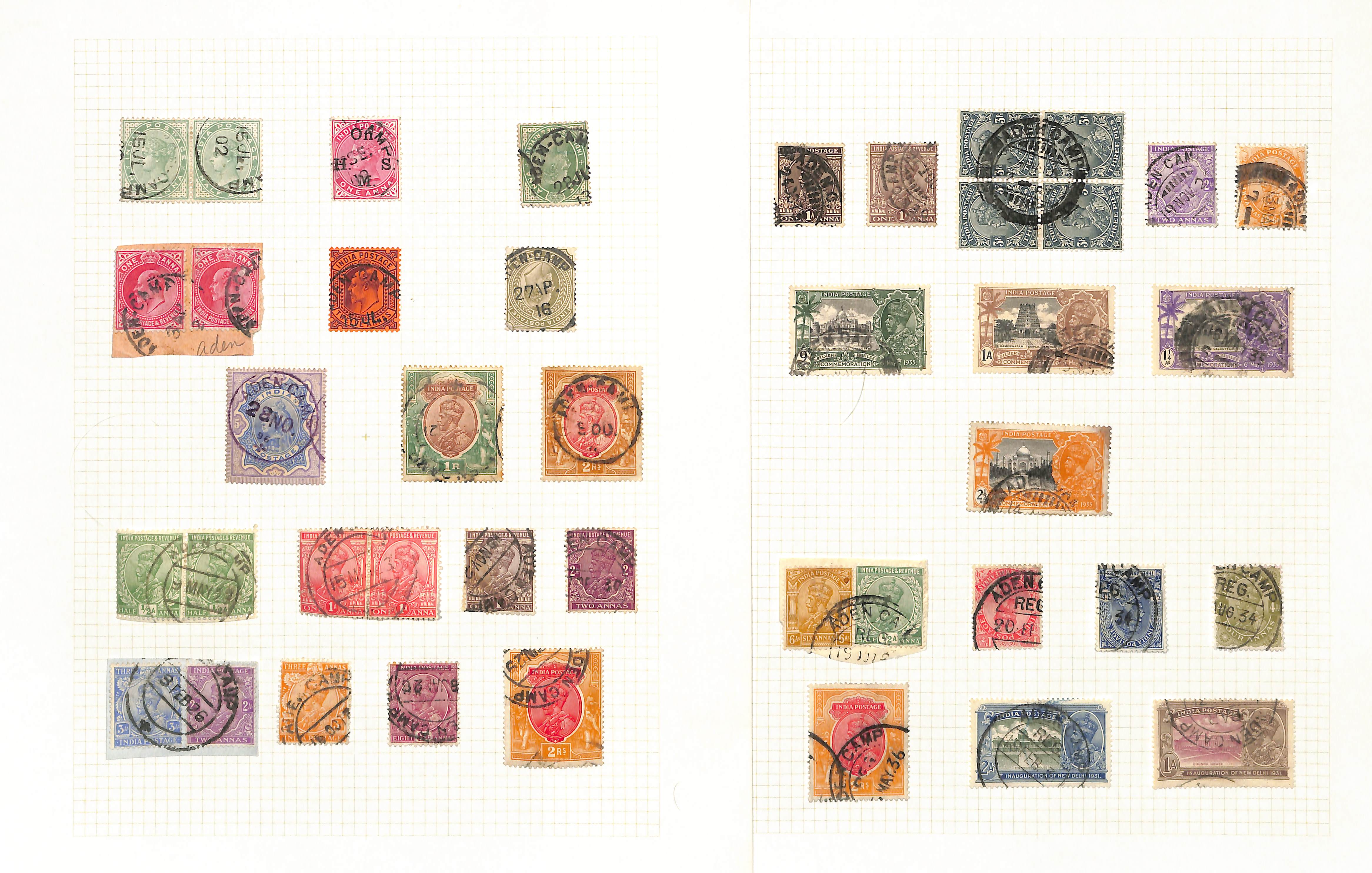 India used in Aden. QV-KGV Covers and cards (6), stamps and pieces (164) including "124" in - Image 8 of 9