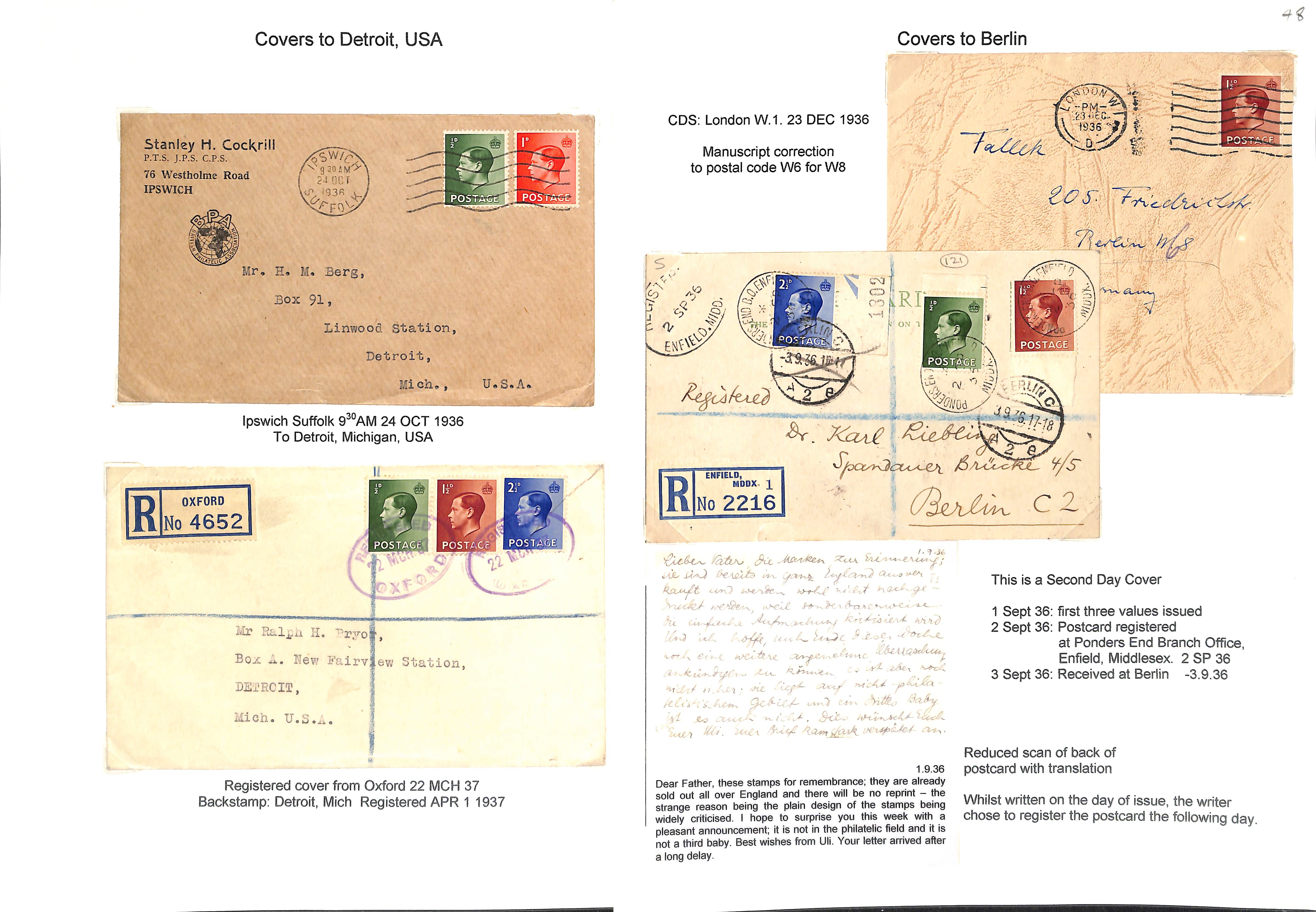 King Edward VIII. 1936-39 Covers and cards bearing KEVIII stamps including First Day Covers (some - Bild 8 aus 20