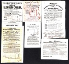 Coaching/Carrier Receipts - London. c.1830-50 Printed receipts for the carriage of parcels, from