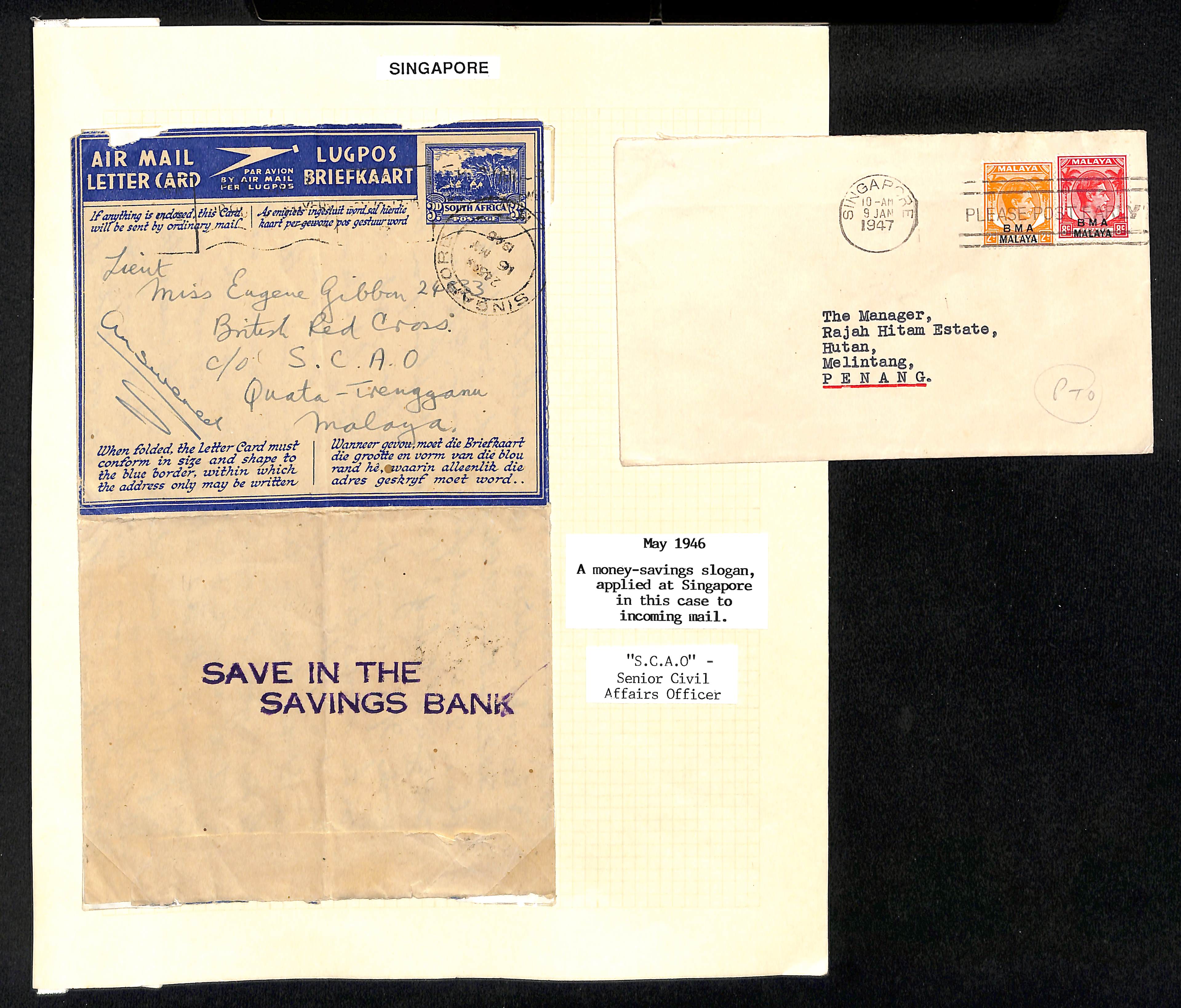 1946-52 Covers sent within or from Singapore with violet slogan handstamps on reverse, comprising " - Image 2 of 2