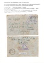 Internee Mail - Tanganyika. 1942 (Jan 19) Stampless cover to Italy with Tabora c.d.s and violet