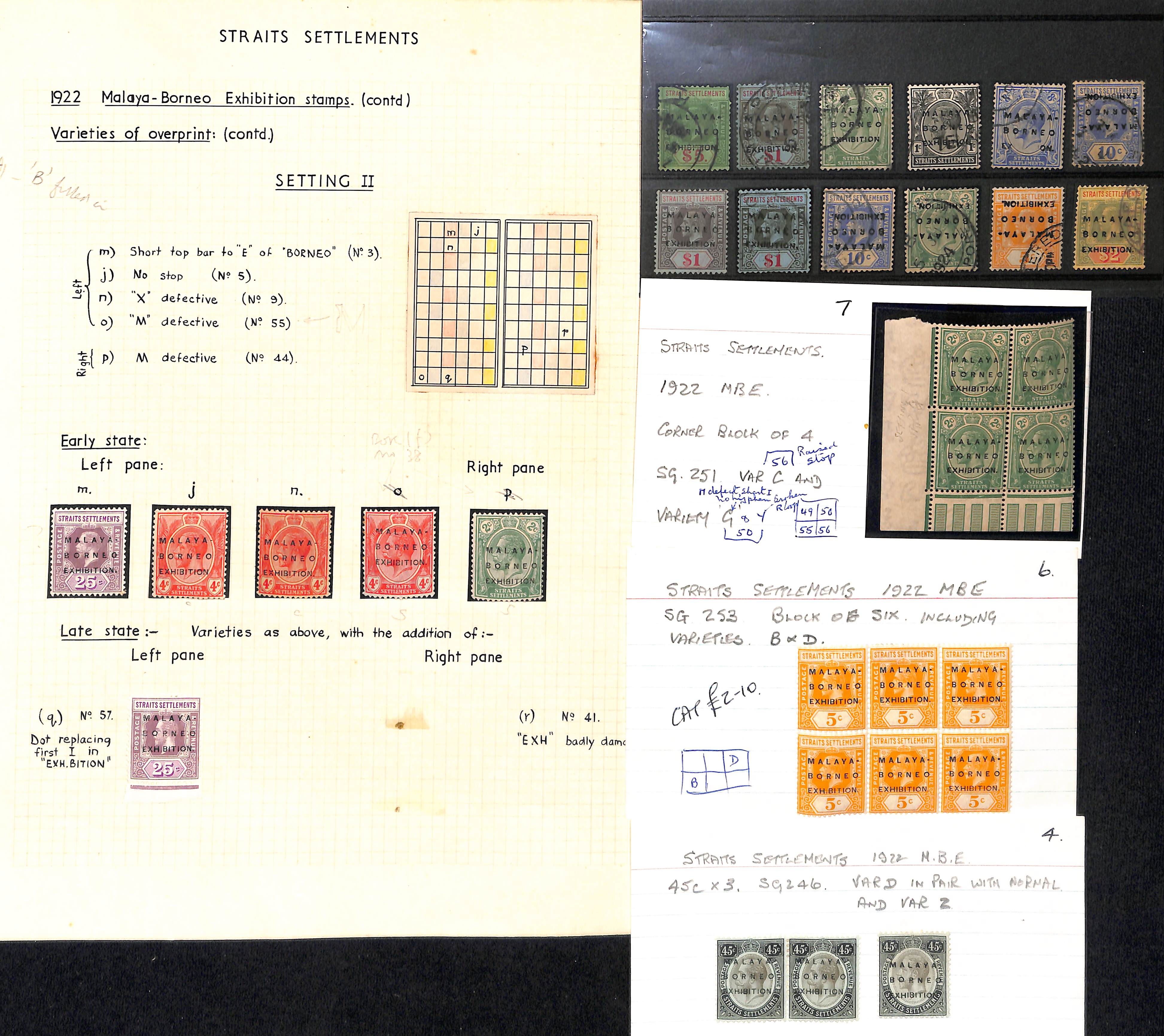 1922 Malaya-Borneo Exhibition, mainly mint study on pages and stockcards with listed and unlisted - Image 9 of 11