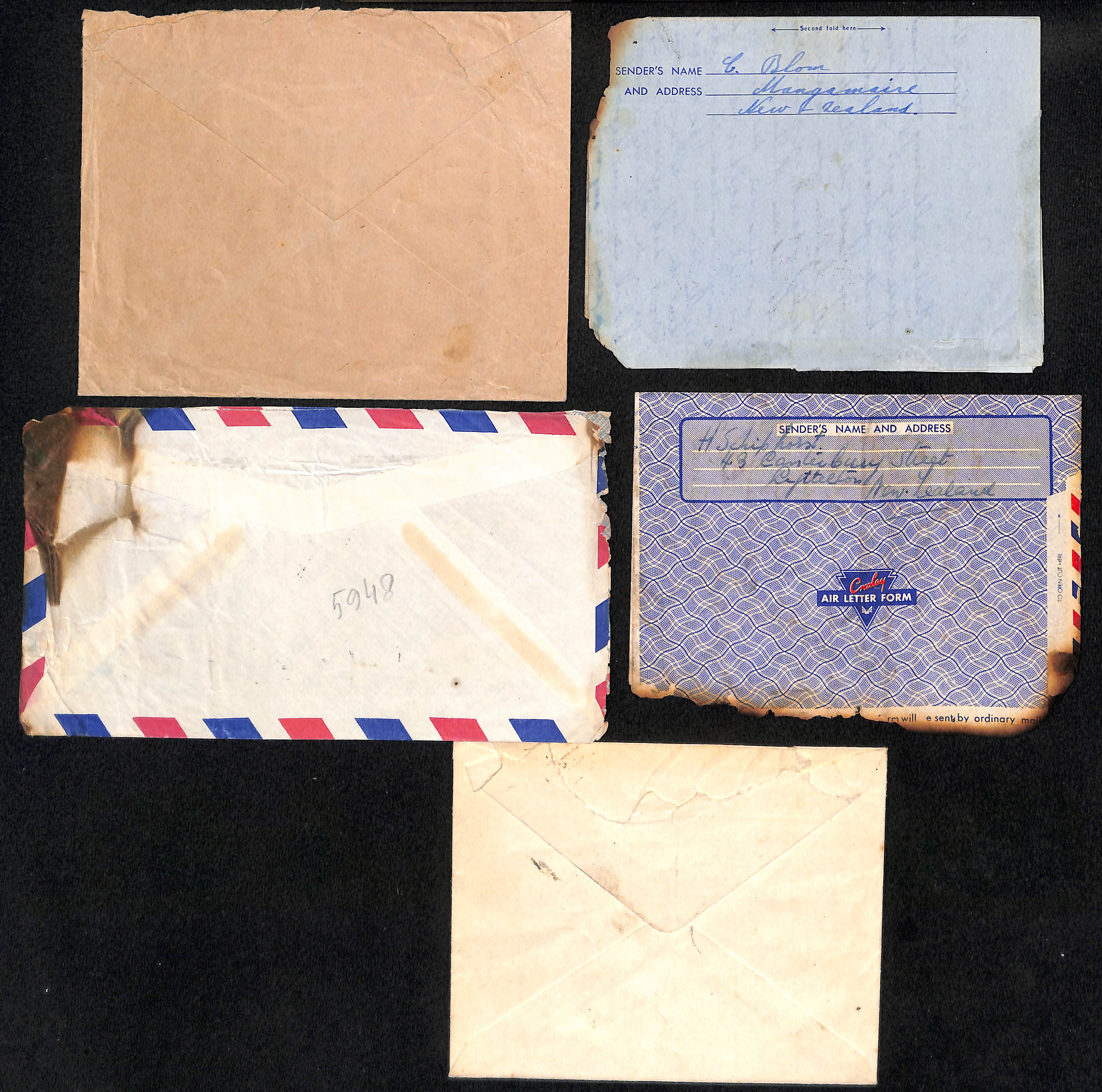 Netherlands From New Zealand. 1954 (Mar. 9) Air Letters franked 8d (2) and a cover franked 1/6, - Image 2 of 2