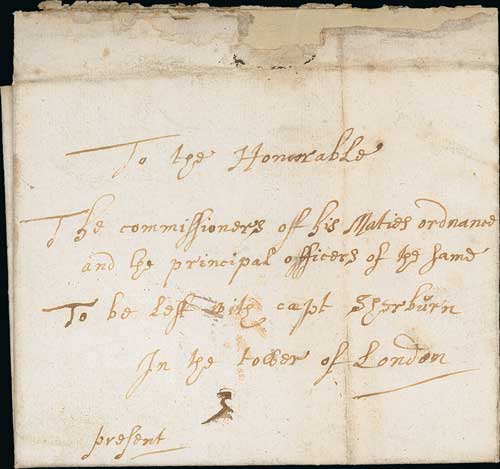 Hull. 1681 (Oct 22) Entire letter from James Sterling in Hull, "To the Honorable The Commissioners