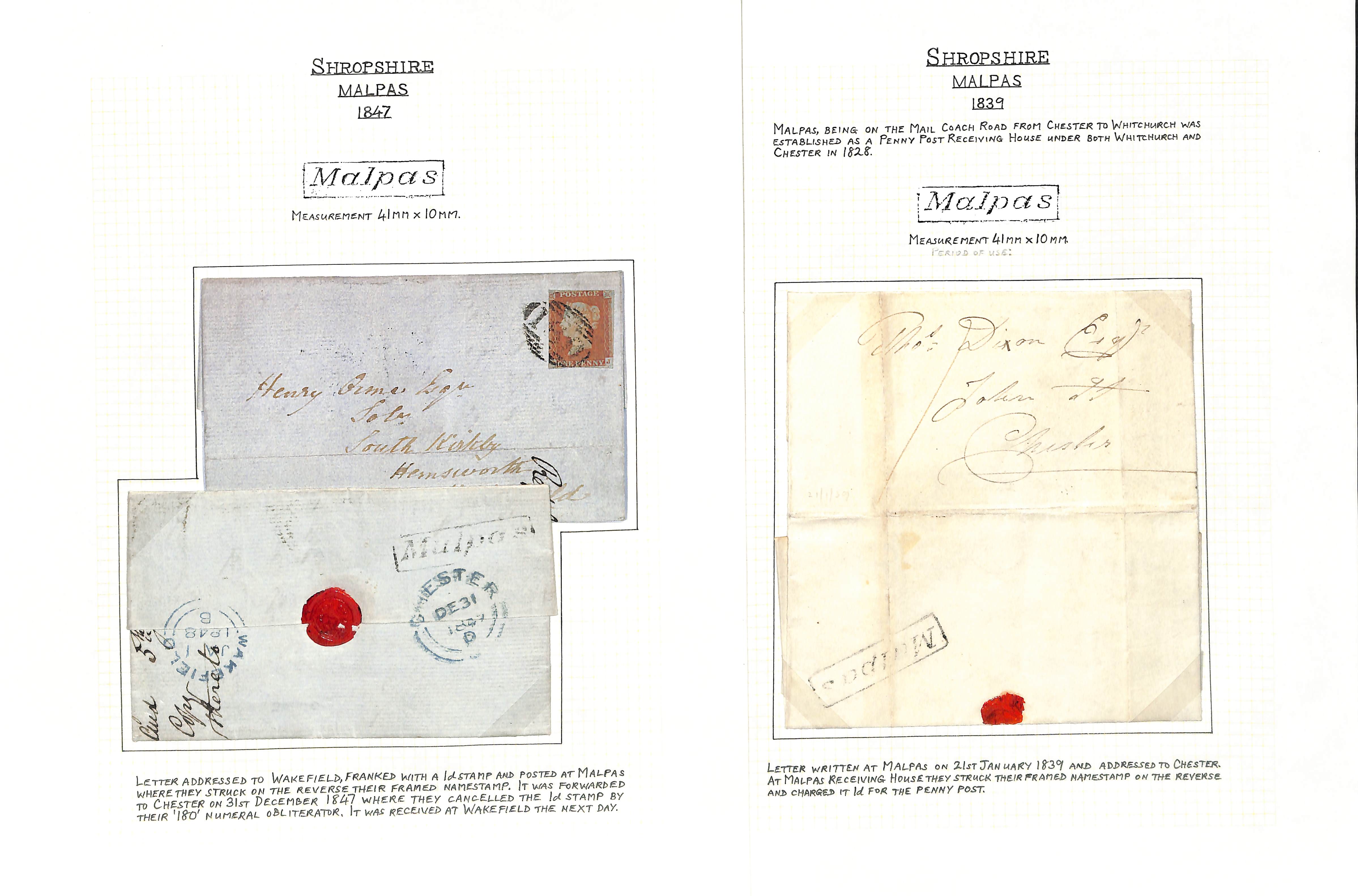 Cheshire. 1799-1958 Entire letters, covers and cards including 1828 "NESTON" fleuron, boxed "Malpas" - Image 12 of 16