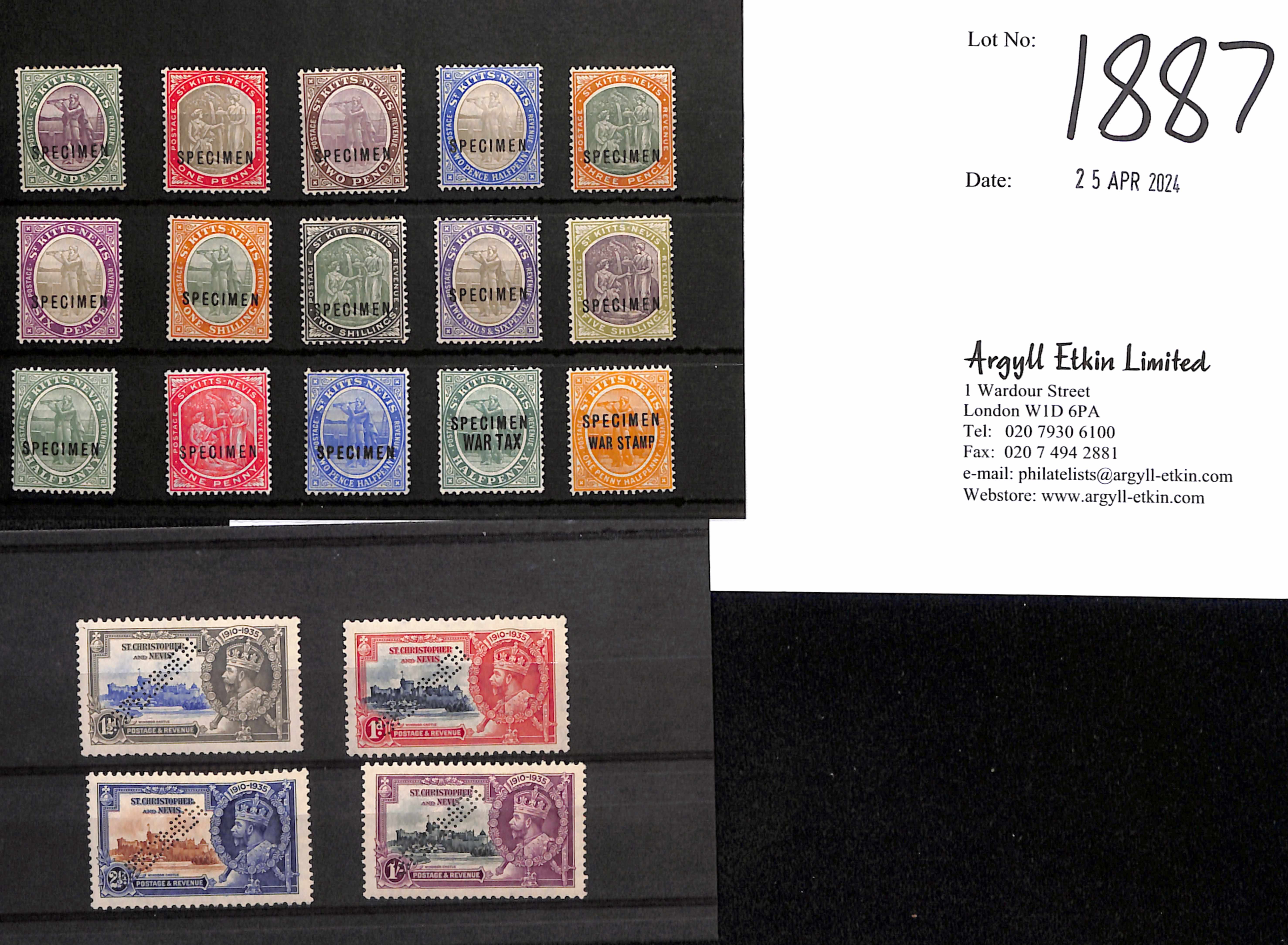 1903-35 Specimen stamps comprising 1903 set of ten, 1905 set of three and the two War Tax stamps