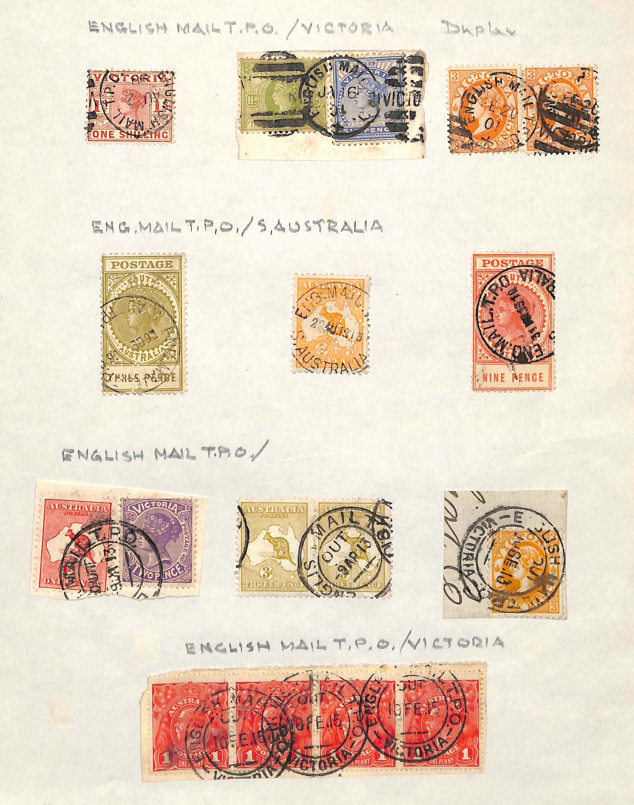 Victoria - T.P.Os. 1889-1907 Covers or cards (8), also stamps and pieces (c.100) all with T.P.O - Image 5 of 5