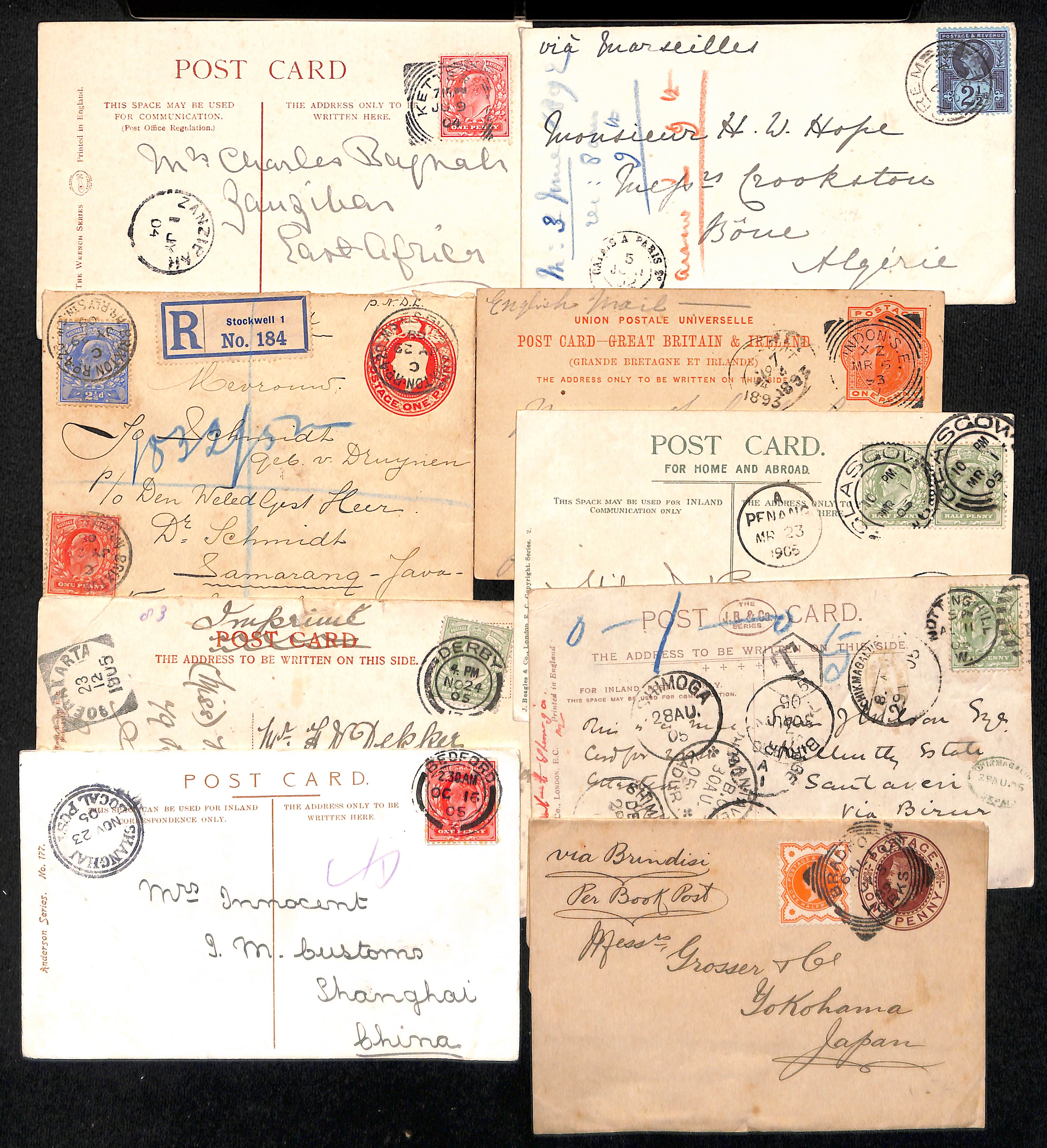 1889-1912 Covers and cards to unusual destinations, mainly KEVII stamps, including 1912 cover (KEVII - Image 2 of 2