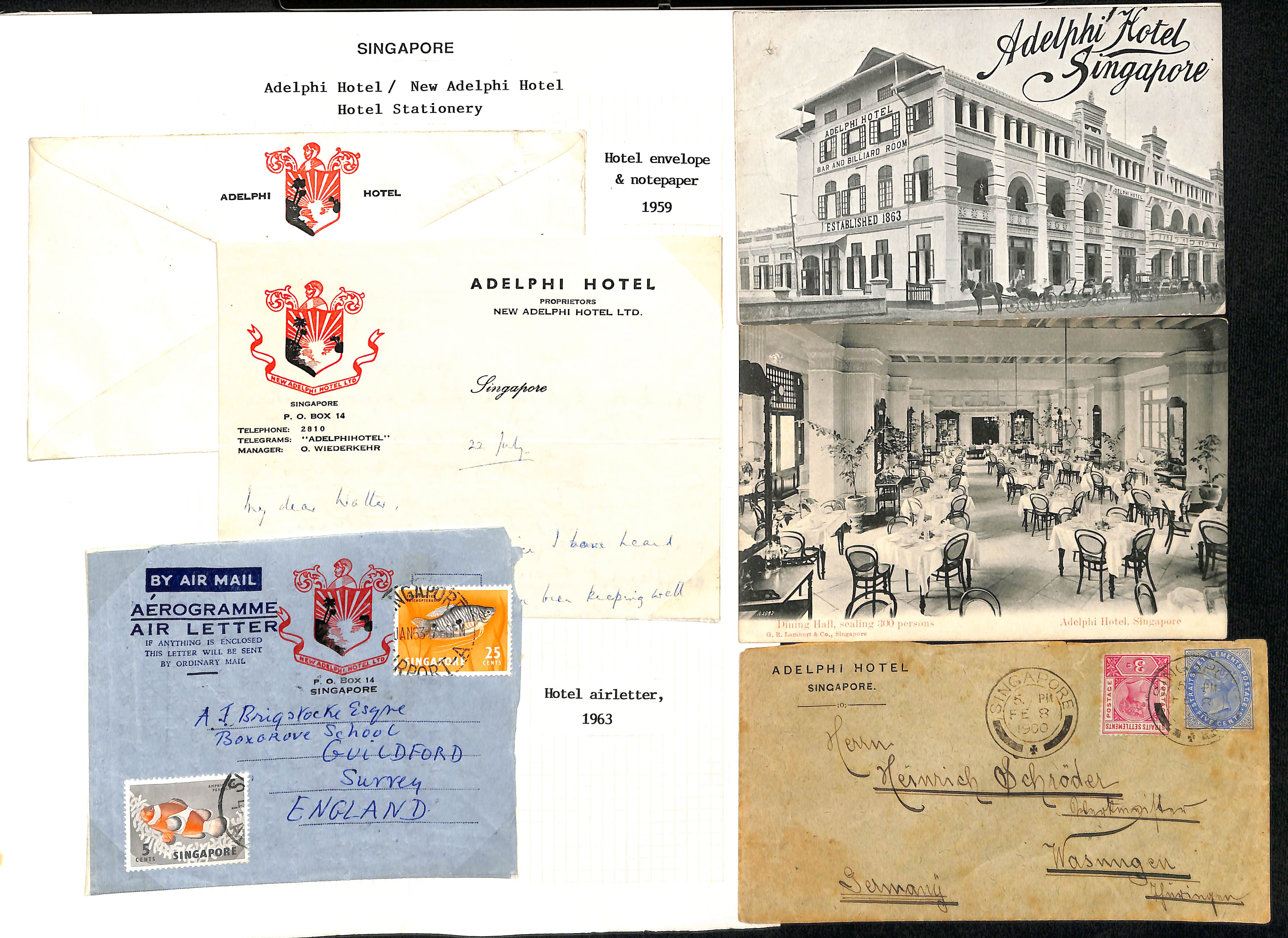 Adelphi Hotel. 1900-63 Postally used pictorial advertising envelopes (2, 1914 and 1915) and other - Image 2 of 3