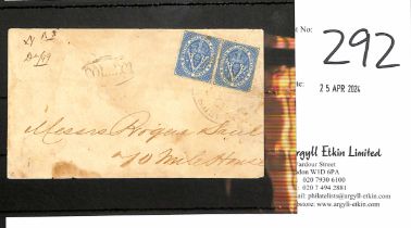 1870 (Sep 24) Cover from Yale (senders cachet on reverse) to 70 Mile House bearing 1867 3d pale blue