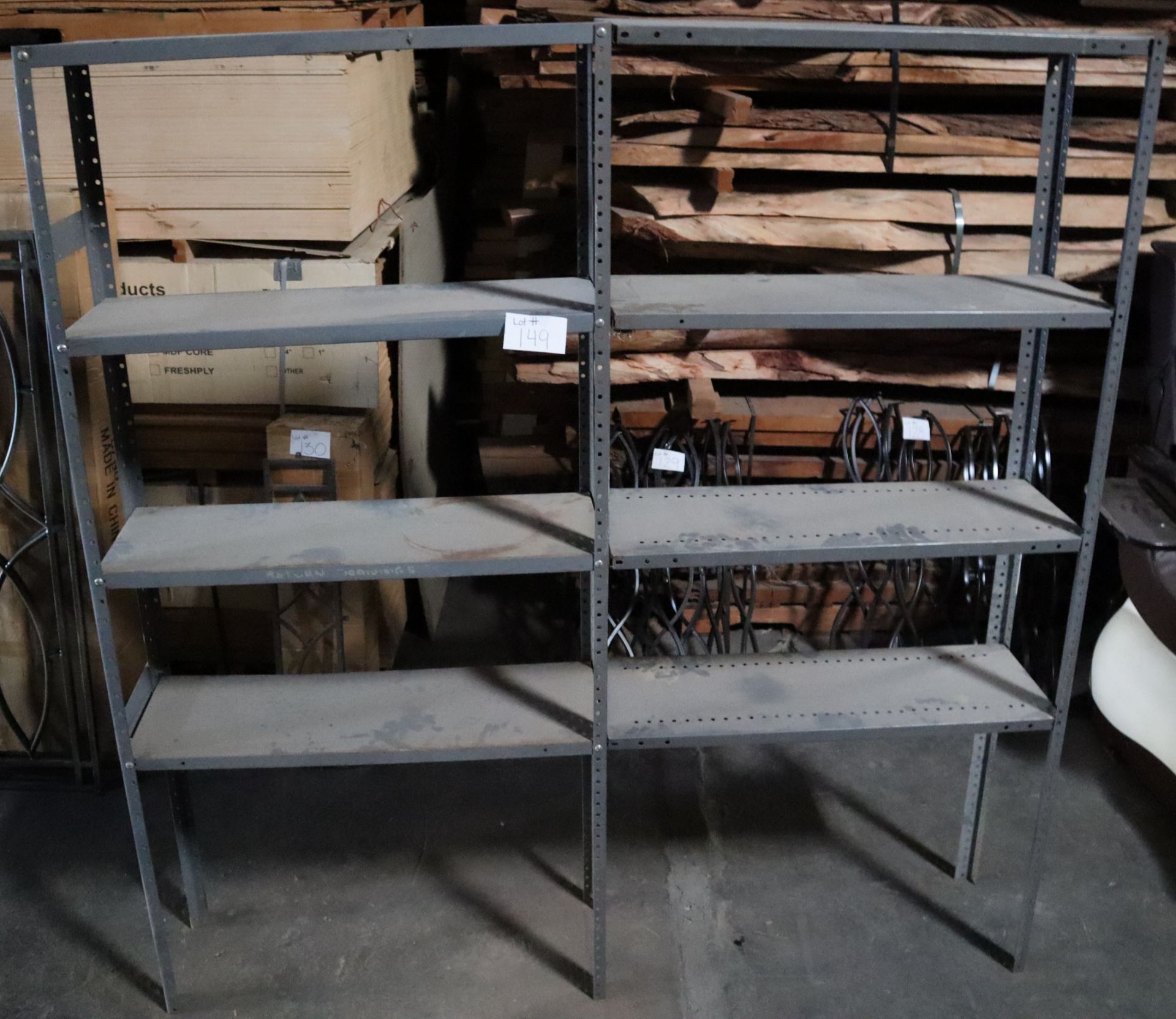 Gray Metal Shelf, 72"x12"-75" Tall