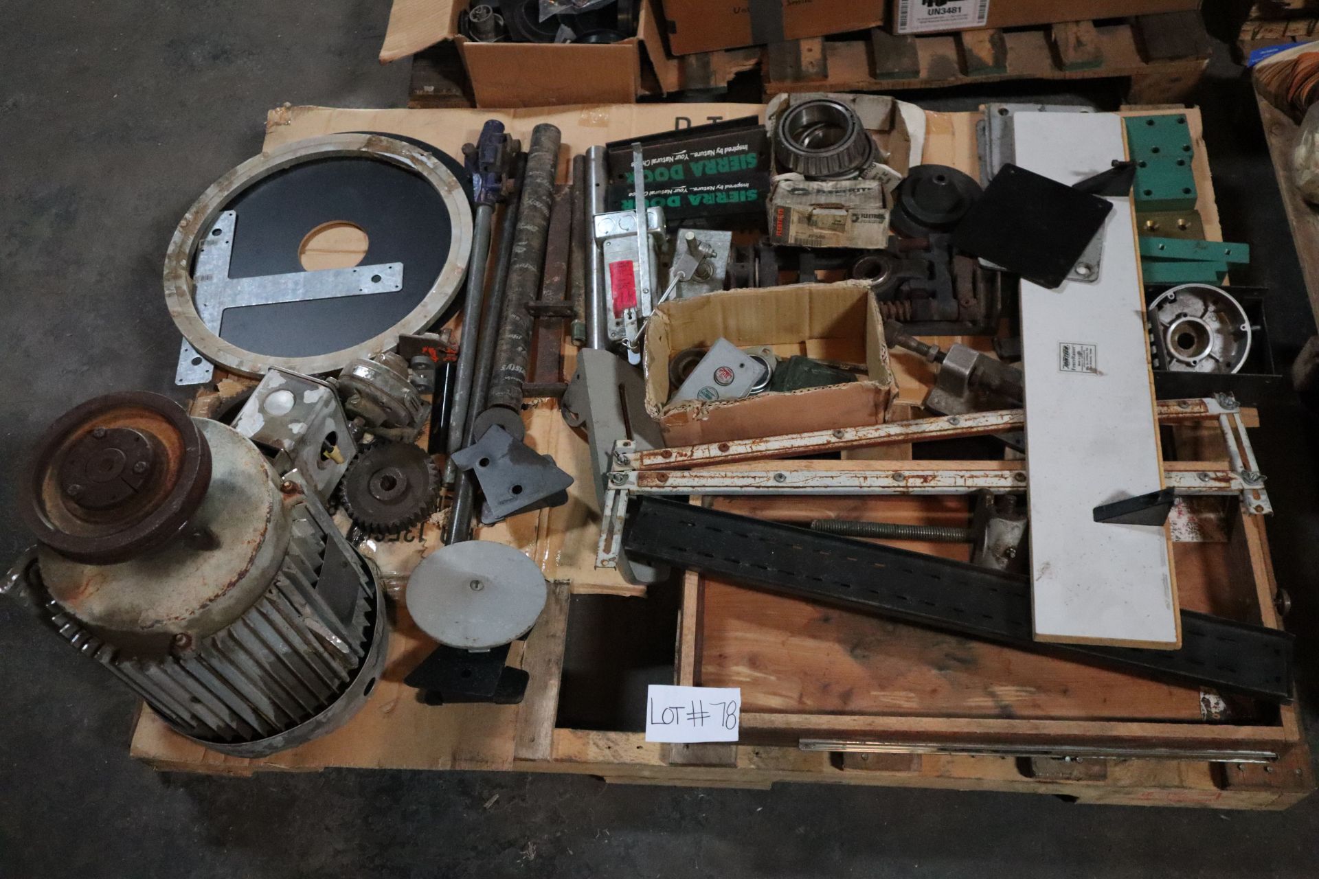 Pallet Of Misc Tool Parts-10HP Electric Motor 220 volt