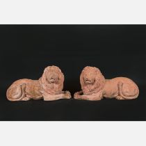 Pair of Garden Terracotta Lions