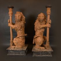 Pair of Monumental Flemish Portal Lions