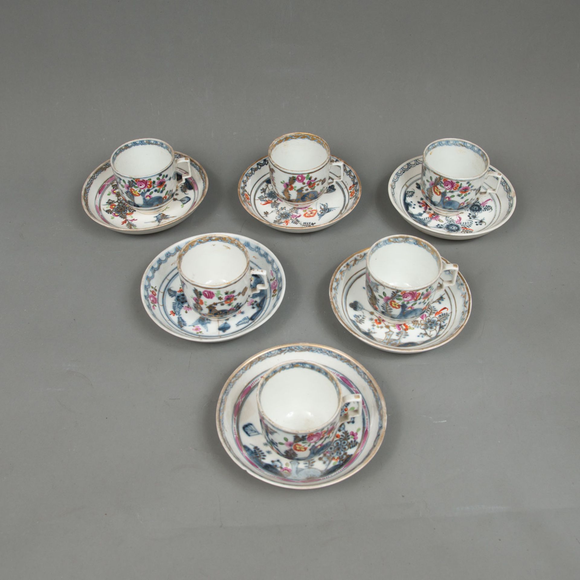 Six Vienna Porcelain Cups with Saucers