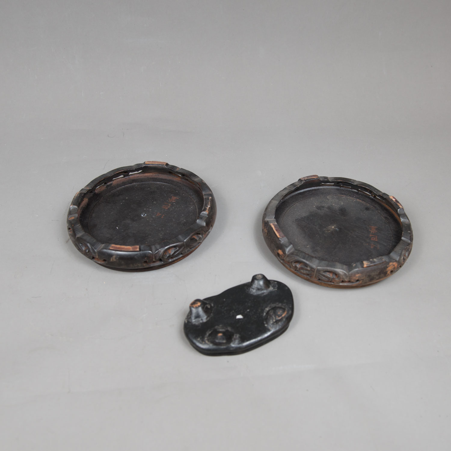 Three Chinese Wooden Bases - Image 3 of 3