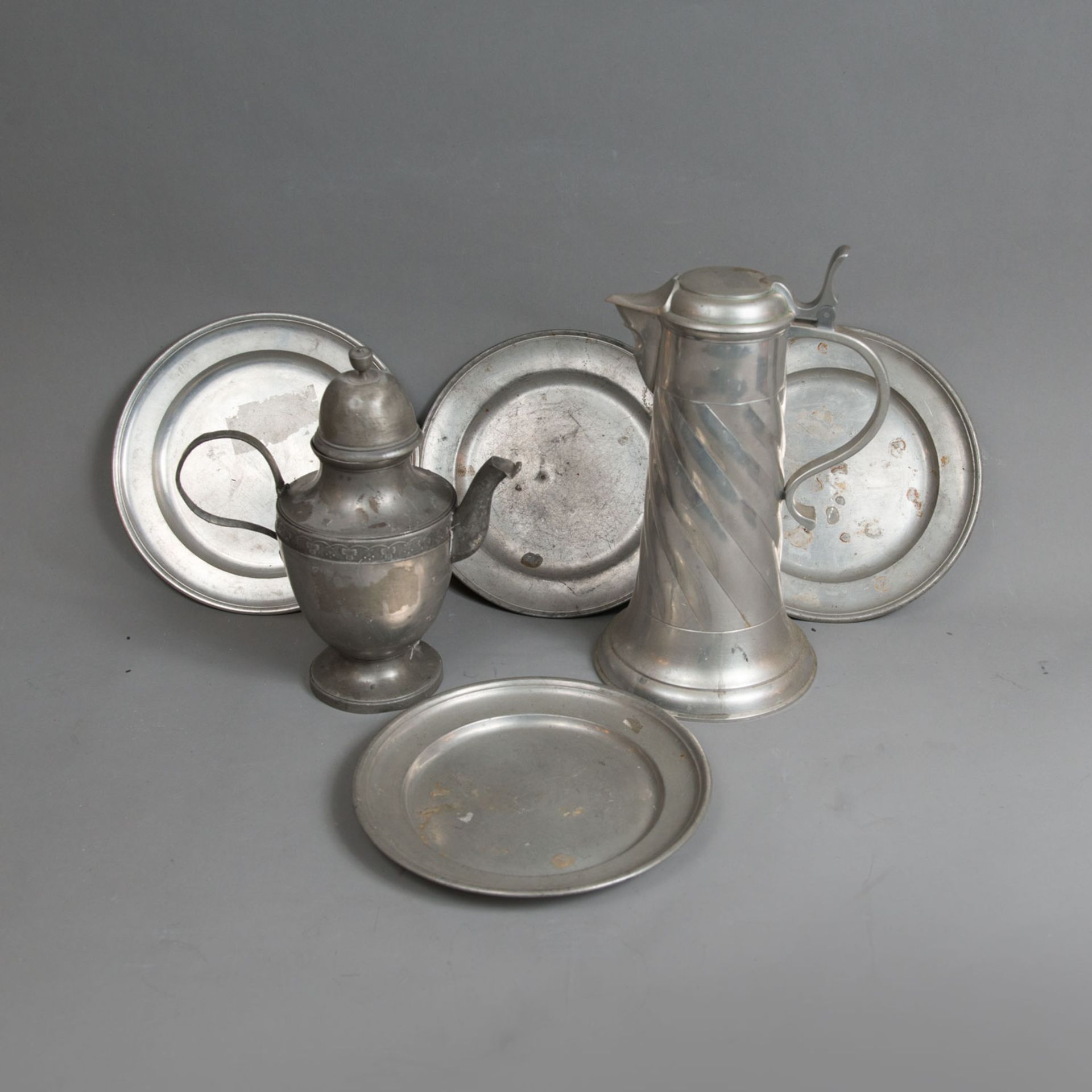 Six Pewter Objects