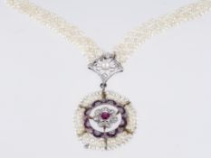 Art deco Griesperlen Collier mit Anhänger