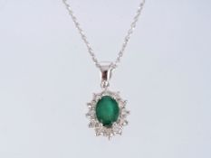 Brillant Smaragd Anhänger und Halskette