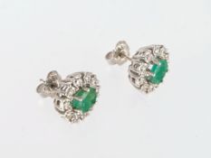 Paar Brillant Smaragd Ohrstecker