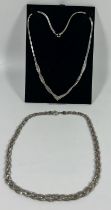 TWO .925 SILVER NECKLACES WITH WOVEN AND ROPE DESIGNS, LARGEST 18" CHAIN LENGTH