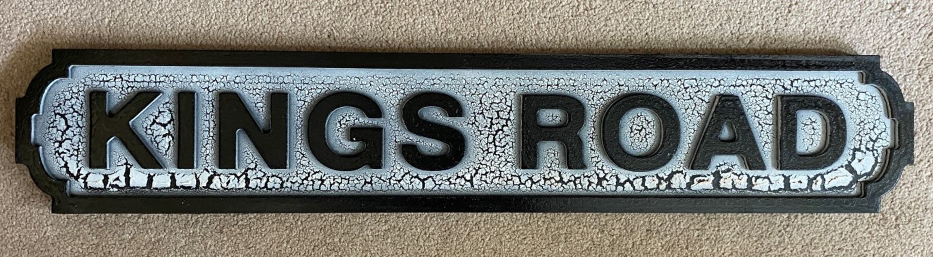 A WOODEN KINGS ROAD STREET SIGN, LENGTH 80 CM