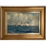 AN ANTIQUE MARITIME OIL ON BOARD IN GILT FRAME, UNSIGNED, 57 X 42 CM