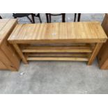 A MODERN HARDWOOD THREE TIER COFFEE TABLE