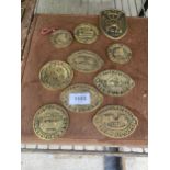 TEN VARIOUS BRASS STEAM RALLY PLAQUES