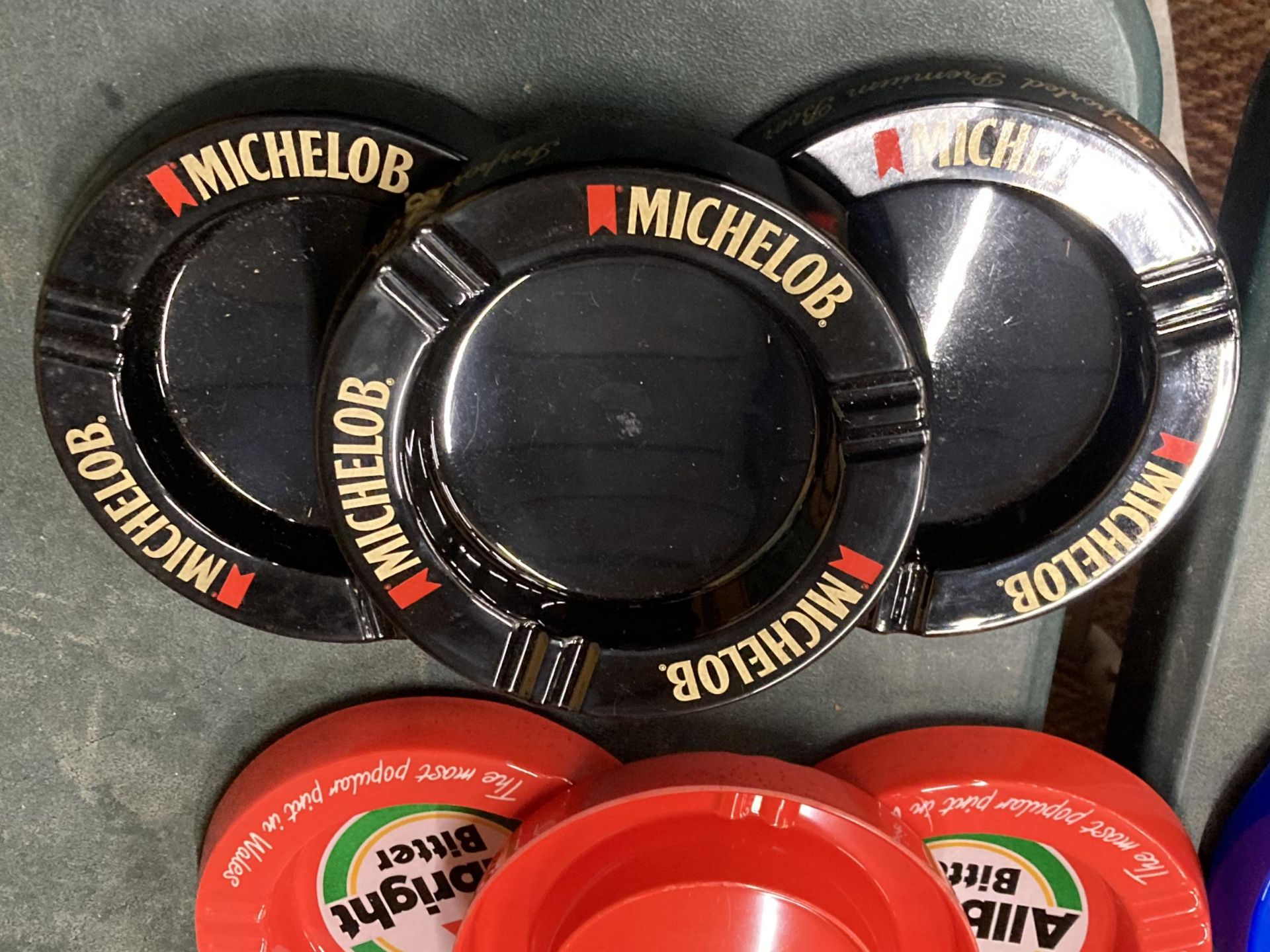 THREE MICHELOB MELAMINE ASHTRAYS