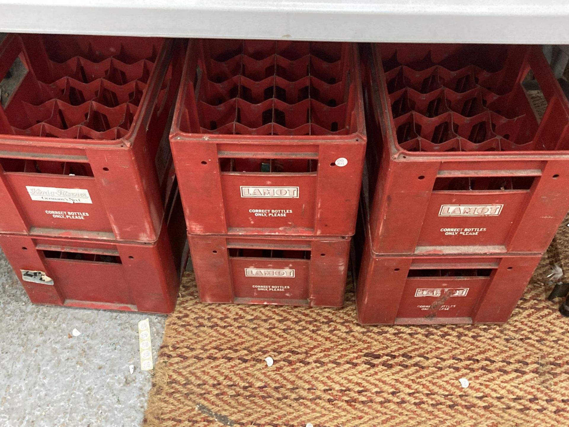 SIX LAMOT BOTTLE CRATES