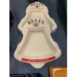 TWO BELL SHAPED BELL'S WHISKY ASHTRAYS