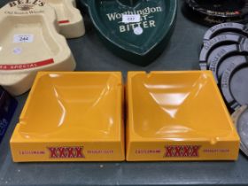 TWO CASTLEMAINE XXXX MELAMINE ASHTRAY