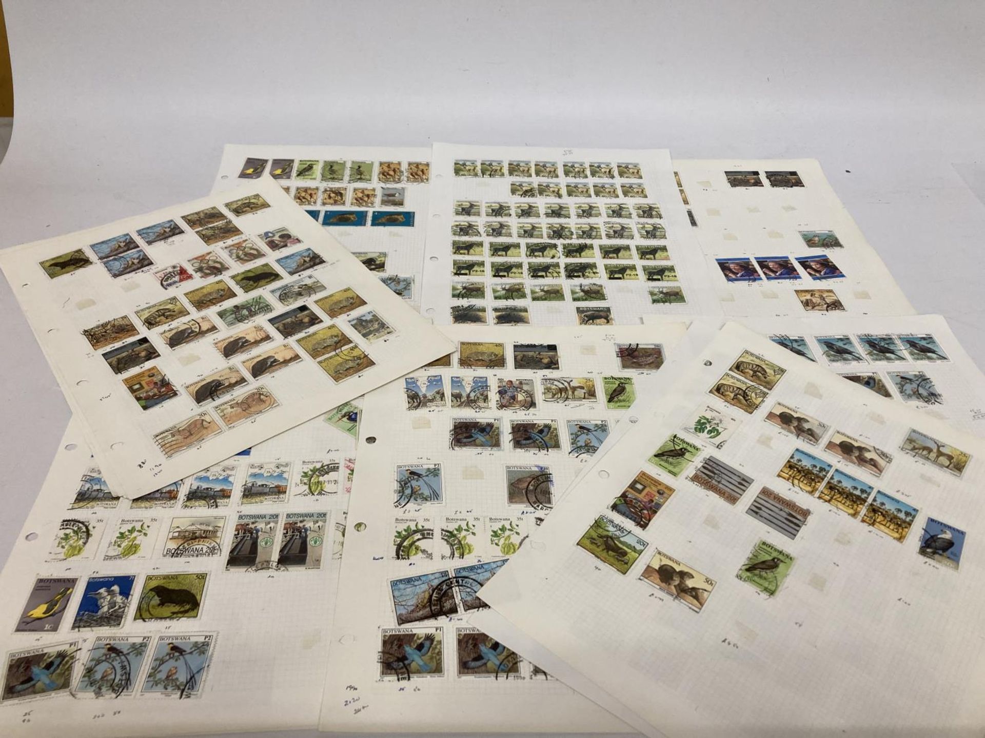 TEN PLUS SHEETS CONTAINING STAMPS FROM BOTSWANA