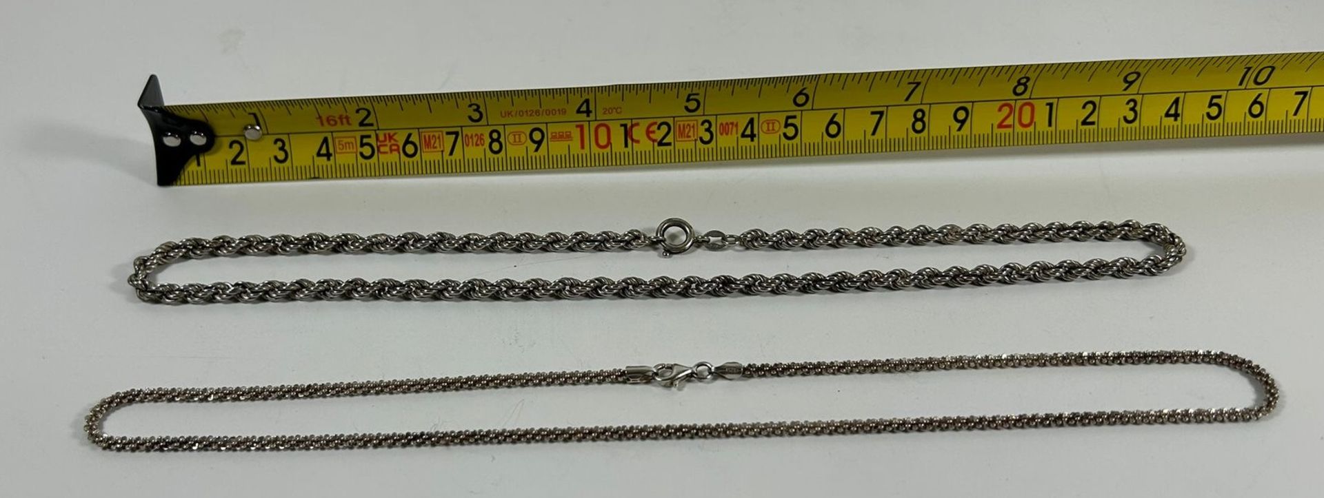 TWO .925 SILVER ROPE NECKLACES, LARGEST 20" CHAIN LENGTH - Image 4 of 4