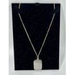 A .925 SILVER NECKLACE WITH TAG PENDANT, 18" CHAIN LENGTH