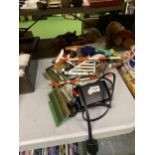 A MIXED LOT OF TOYS, HORSE FIGURES, DOLLS ETC