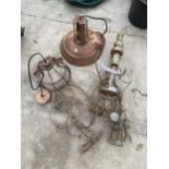 A LARGE VINTAGE LIGHT FITTINGS AND TWO VINTAGE STYLE LIGHT FITTINGS ETC