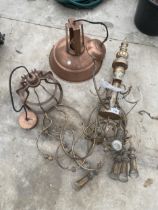 A LARGE VINTAGE LIGHT FITTINGS AND TWO VINTAGE STYLE LIGHT FITTINGS ETC